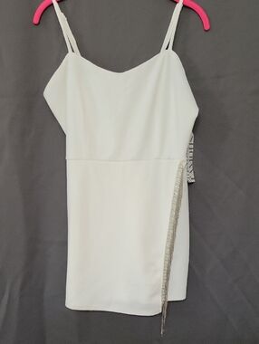 Almost Famous White Mini Dress with Beaded Fringe